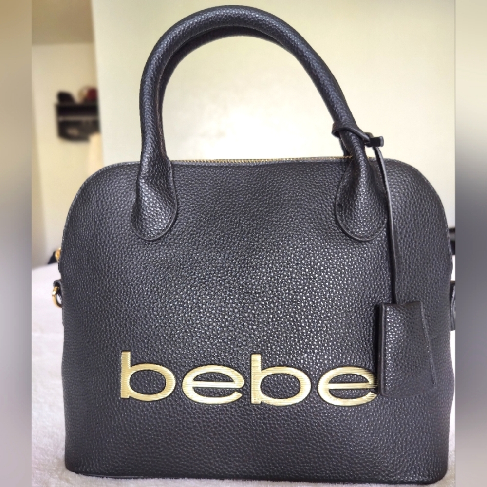 BEBE Black Purse Dome Satchel Handbag Crossbody Bag NWOT LIKE NEW
